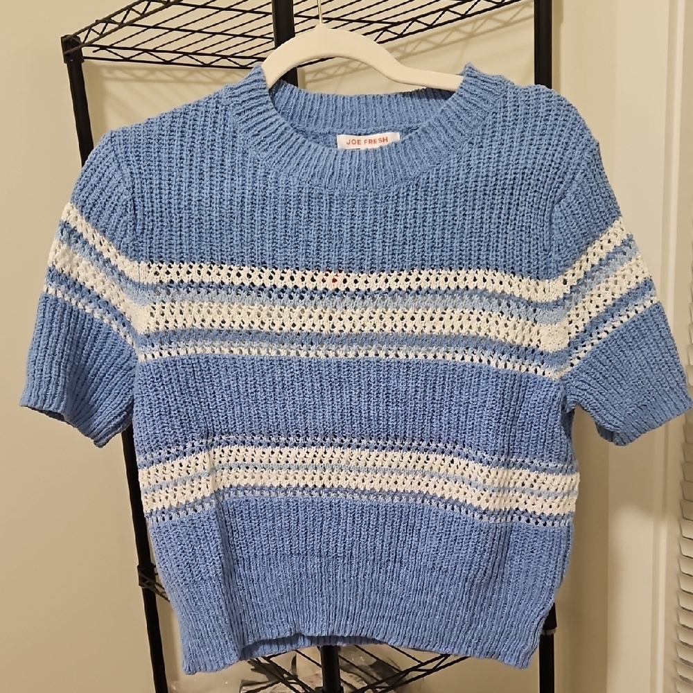 Joe Fresh Sky Blue and White Striped Sweater